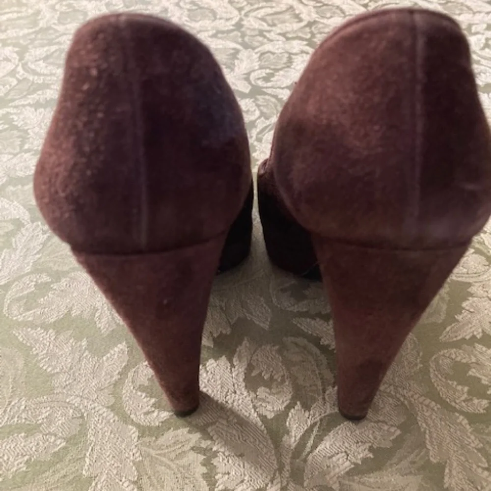 Prada Suede Peep Toe Pumps - Picture 5 of 6